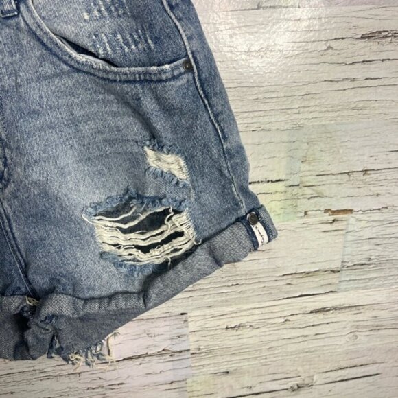 One Teaspoon High Waist Bandits Cut Off Denim Shorts 25 Jean 100% Cotton - Picture 2 of 8